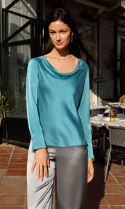 Claudia Silk Cowl Neck Blouse