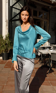 Claudia Silk Cowl Neck Blouse