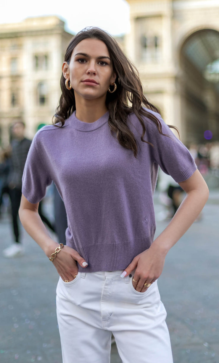 Vittoria Short-Sleeve Cashmere Sweater