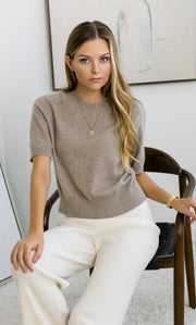 Vittoria Short-Sleeve Cashmere Sweater