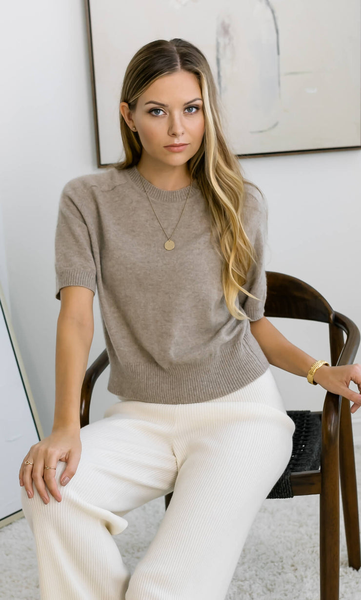 Vittoria Short-Sleeve Cashmere Sweater