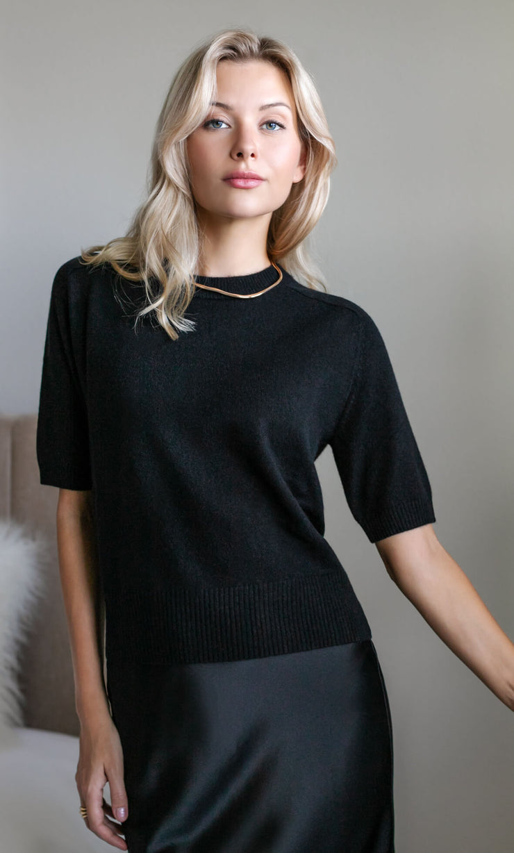 Vittoria Short-Sleeve Cashmere Sweater