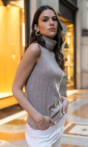 Andrea Cashmere Turtleneck Tank