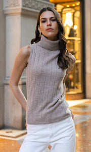 Andrea Cashmere Turtleneck Tank