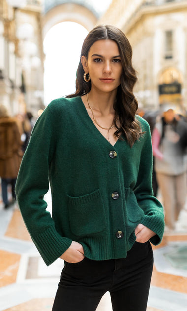ROMETTA LIGHT GREEN CASHMERE SILK CARDIGAN