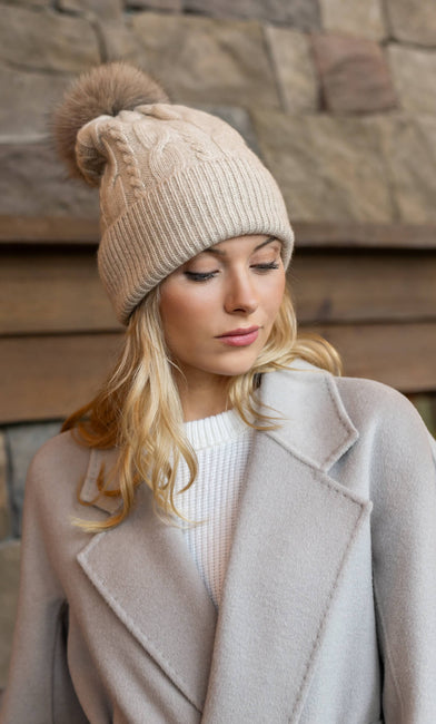 Cable-Knit Cashmere Beanie