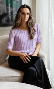 Cassandra Cable Sweater Tee - Silk & Cashmere