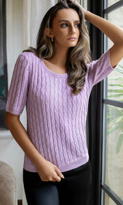 Cassandra Cable Sweater Tee - Silk & Cashmere