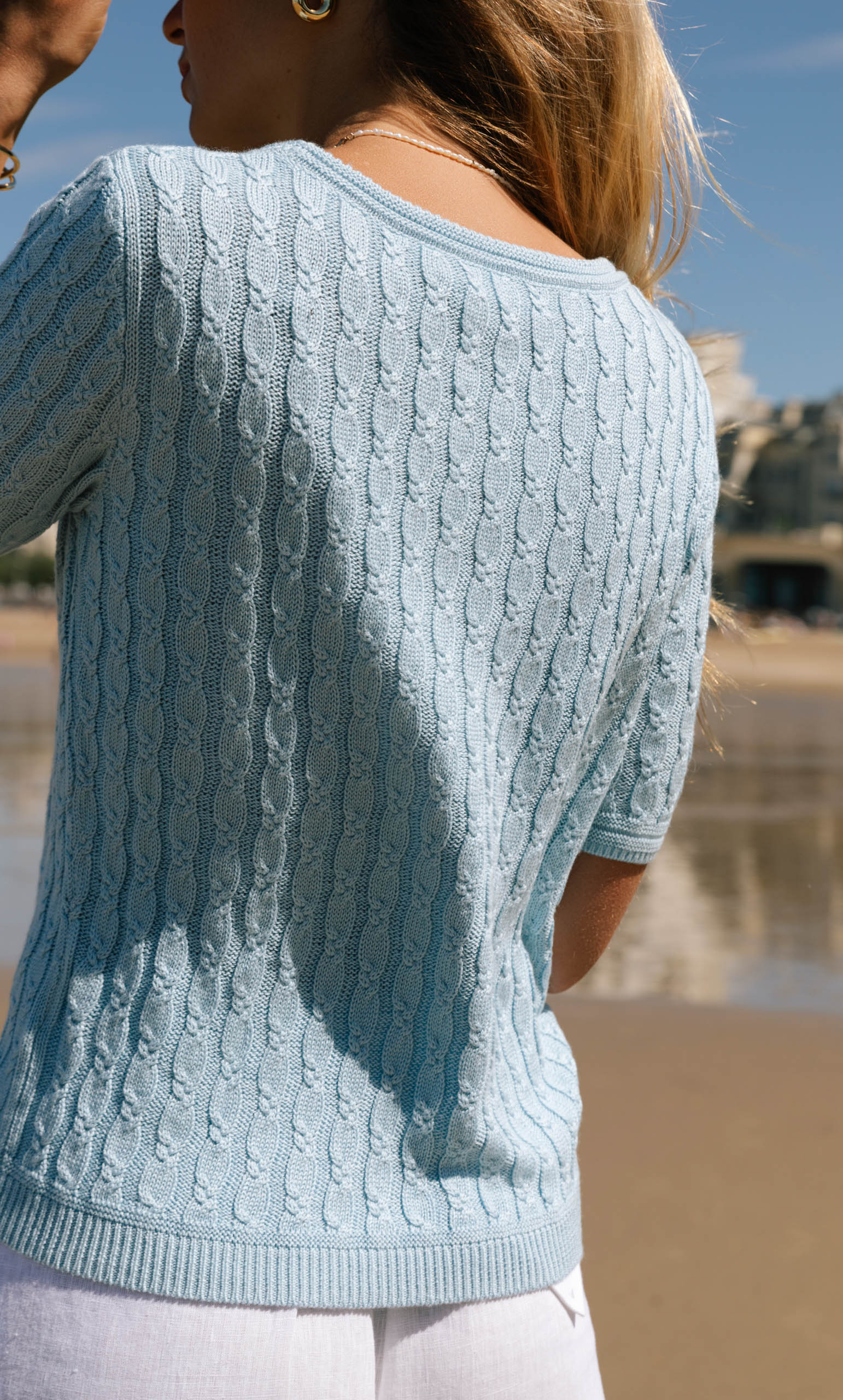 Cassandra Cable Sweater Tee - Silk & Cashmere | Riviera Collection