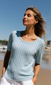 Cassandra Cable Sweater Tee - Silk & Cashmere