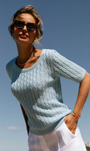 Cassandra Cable Sweater Tee - Silk & Cashmere