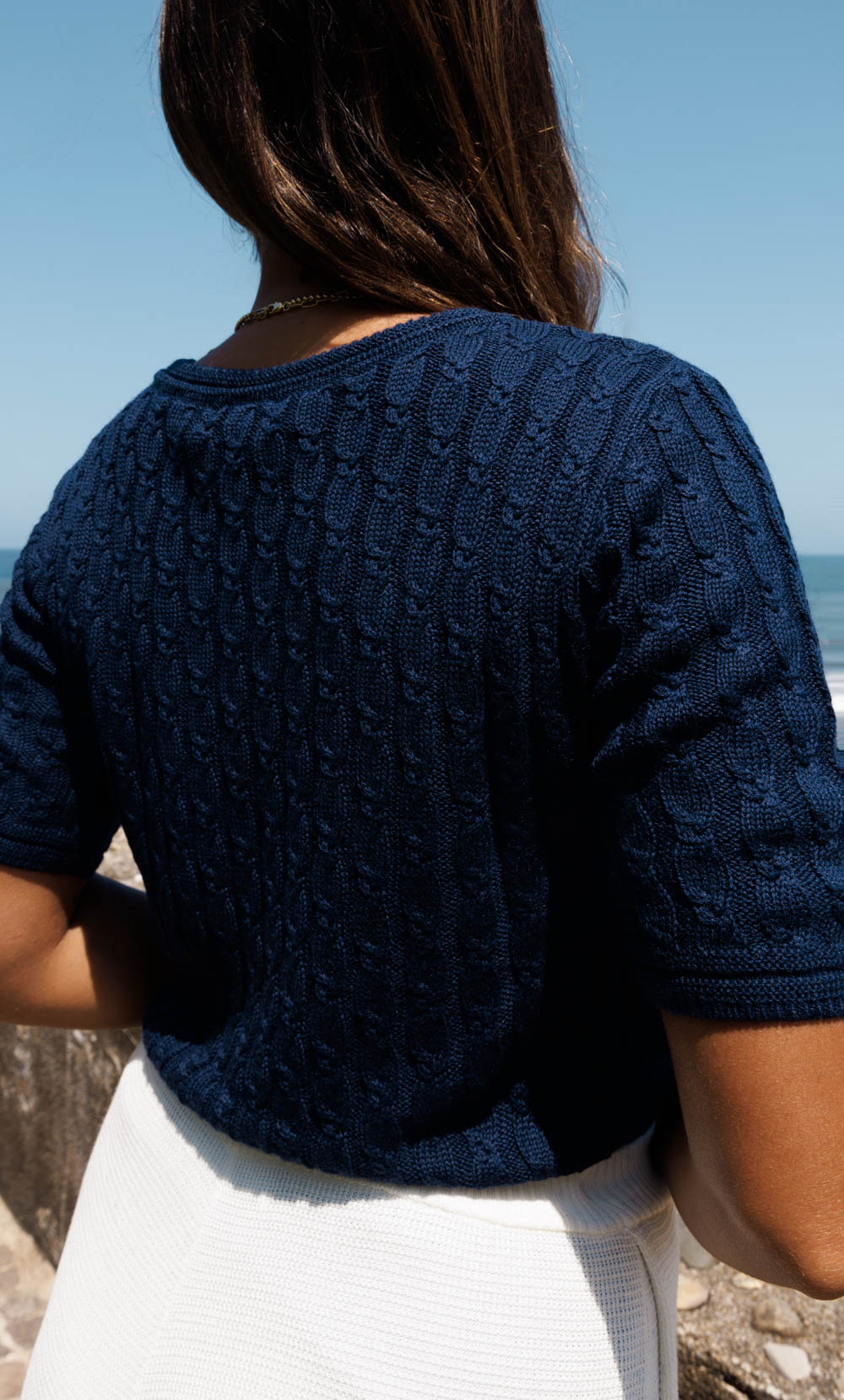 theredthread S cable knit ensemble 正規品 Cassandra Cable Sweater Tee - Silk & Cashmere | Riviera Collection