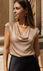 Clara Silk Cowl Neck Blouse