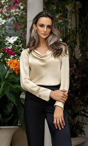 Claudia Silk Cowl Neck Blouse