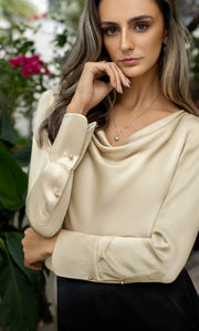 Claudia Silk Cowl Neck Blouse