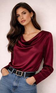 Claudia Silk Cowl Neck Blouse