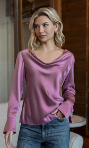 Claudia Silk Cowl Neck Blouse