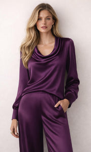 Claudia Silk Cowl Neck Blouse
