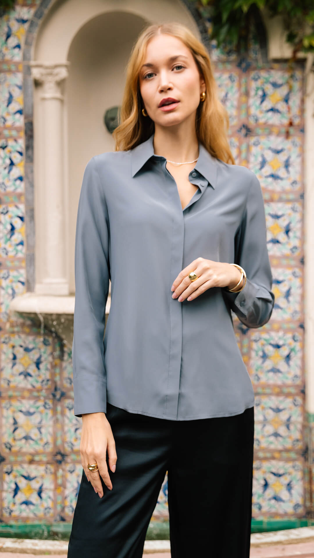 silk dress blouse Florence Silk Blouse - 100% Pure Silk Shirt - Matte Finish