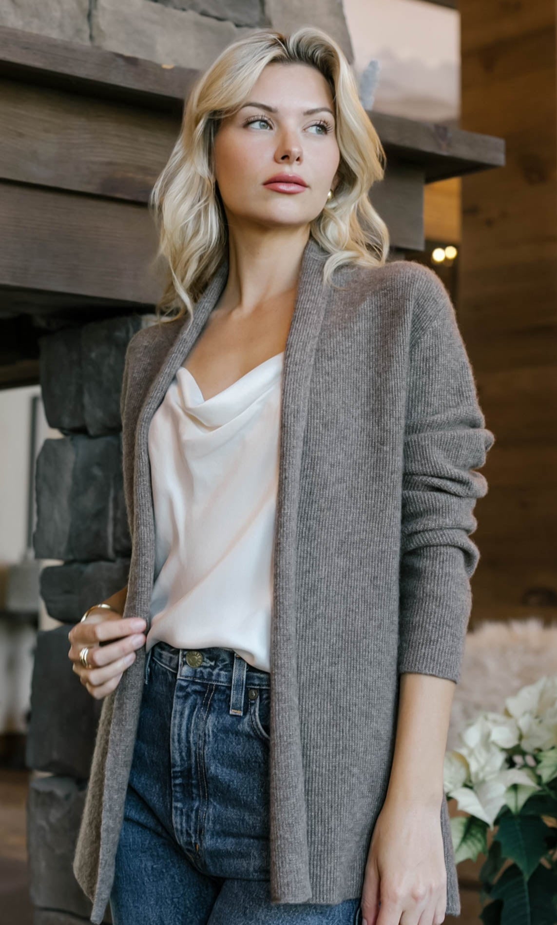 Jolie Wrap Cardigan - Cashmere & Silk | Ravella Luxury Knitwear