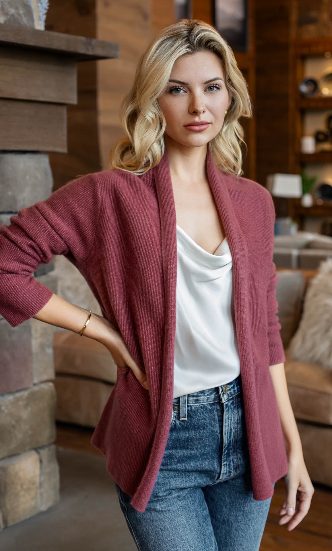 Jolie Wrap Cardigan - Cashmere & Silk | Ravella Luxury Knitwear