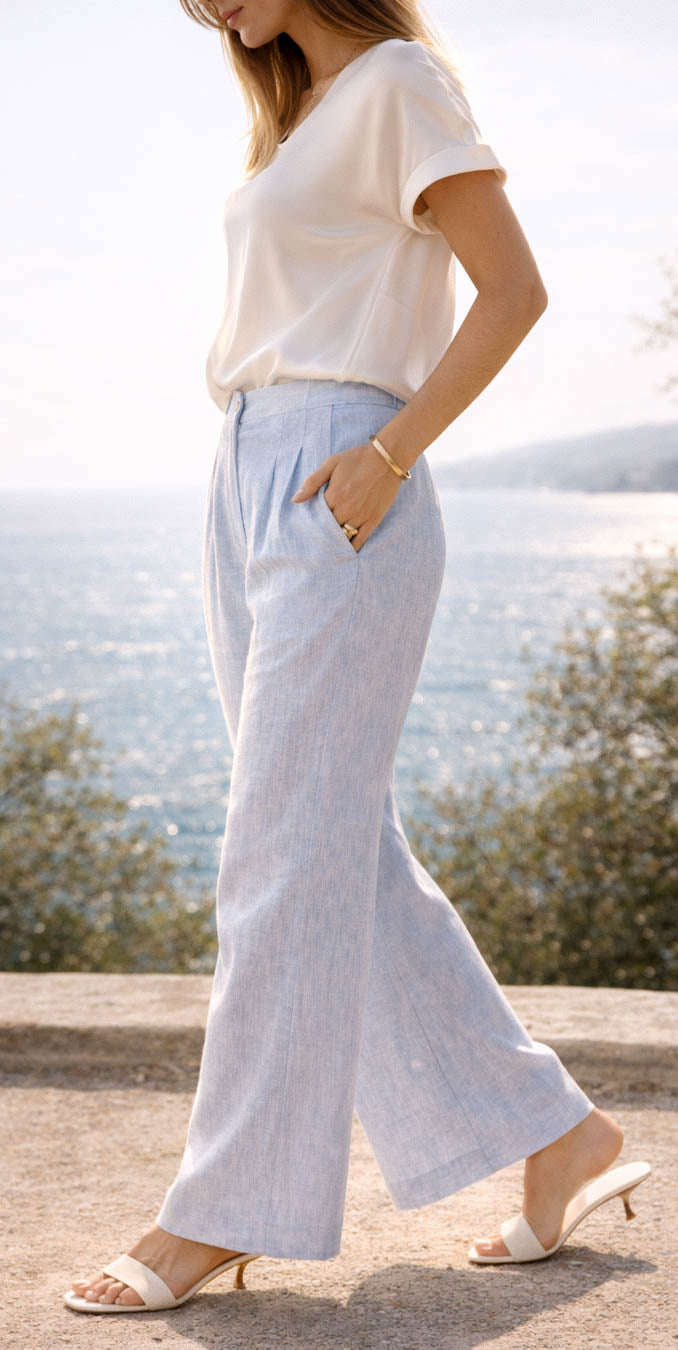 Lina Italian Linen Pants | 100% Italian Linen by Ravella Natural White / S-Petite/4-6 Lina Italian Linen Pants | 100% Italian Linen by Ravella Natural White / S-Petite/4-6