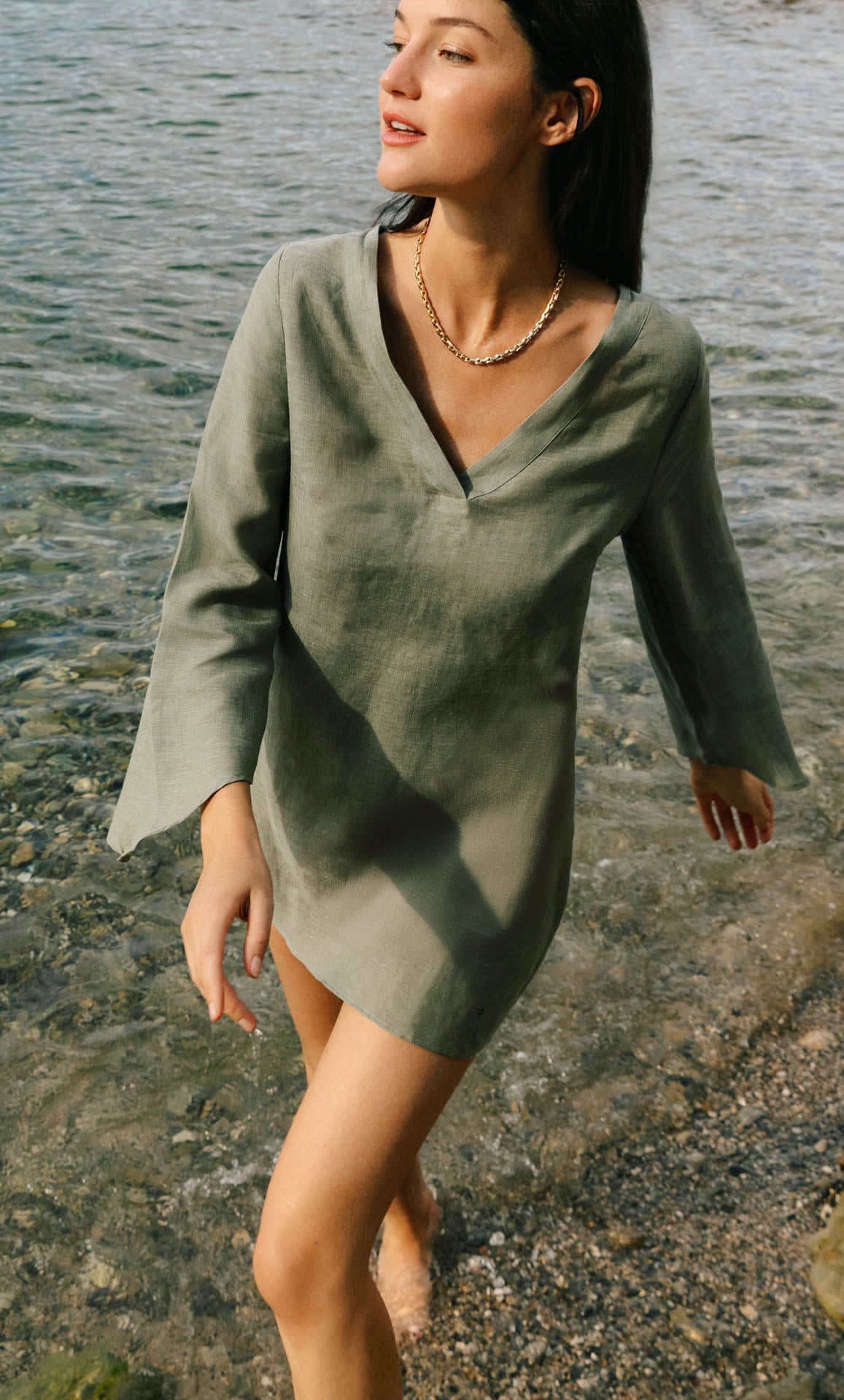 Portofino Linen Dress - Made in Italy | 100% Linen Tunic Dress Mediterranean Blue / M/8-10 Portofino Linen Dress - Made in Italy | 100% Linen Tunic Dress Mediterranean Blue / M/8-10