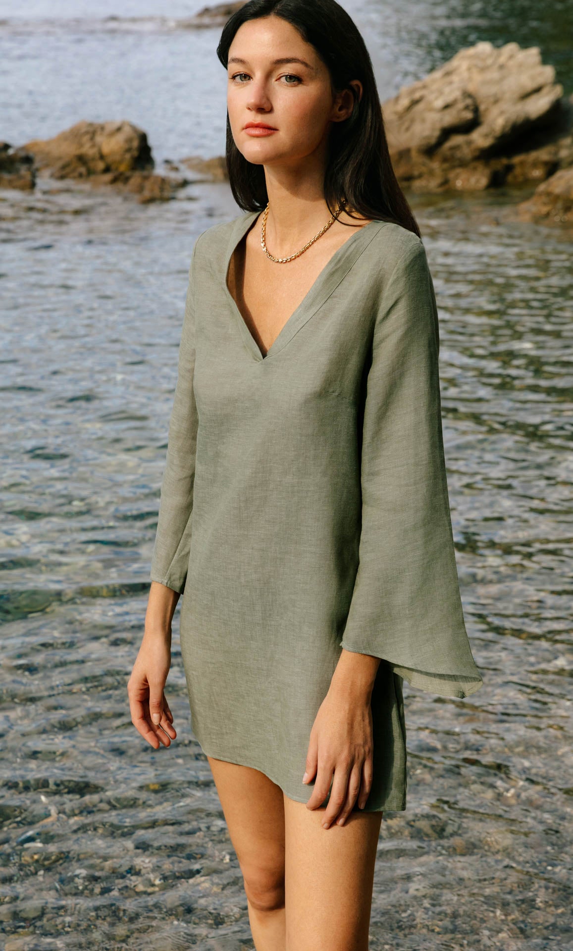 Portofino Linen Dress - Made in Italy | 100% Linen Tunic Dress Mediterranean Blue / M/8-10 Portofino Linen Dress - Made in Italy | 100% Linen Tunic Dress Mediterranean Blue / M/8-10