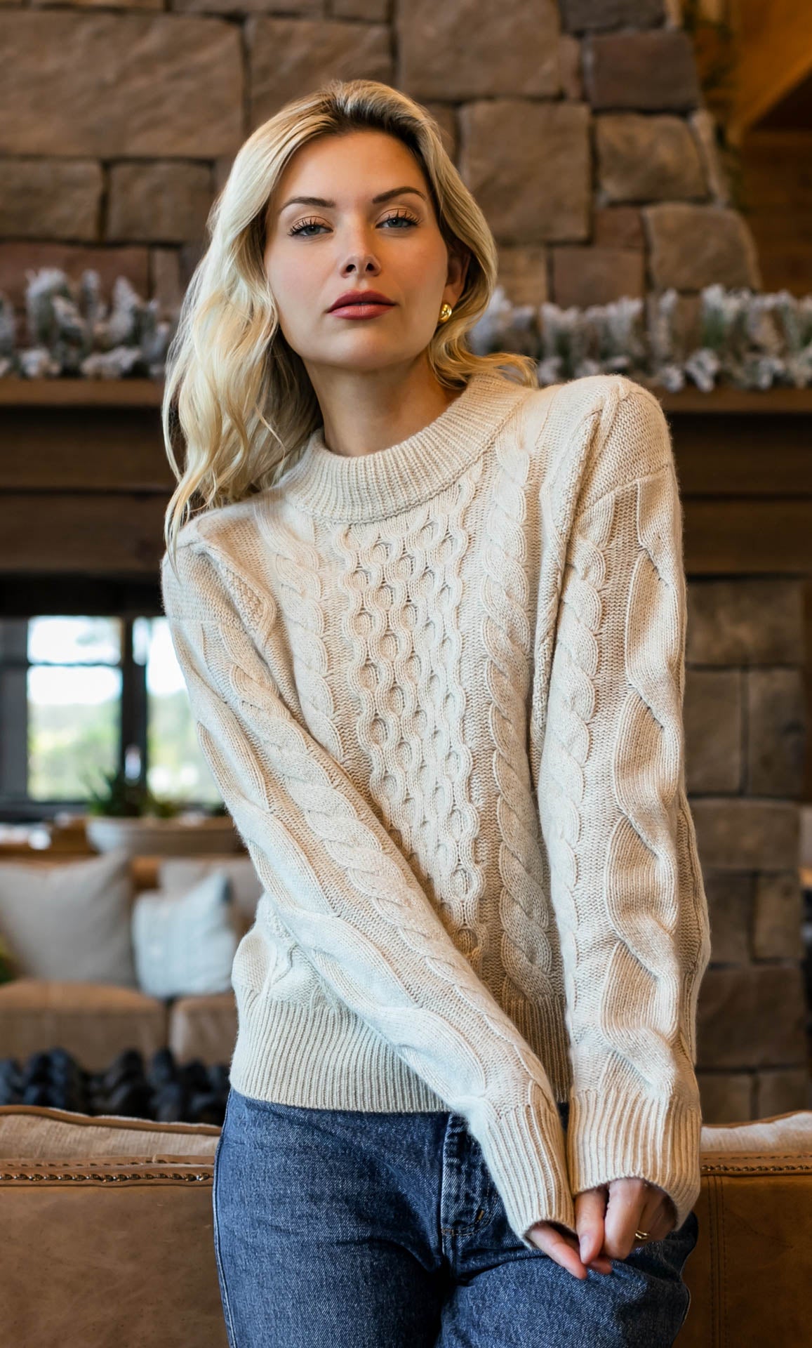 トップス HERILL Cashmere nep Cable Sweater HERILL Cashmere nep Cable Sweater