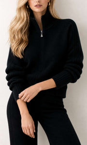 Nevara Zipper Cardigan - Cashmere & Silk