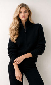 Nevara Zipper Cardigan - Cashmere & Silk