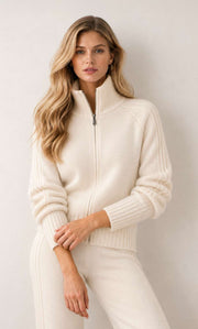 Nevara Zipper Cardigan - Cashmere & Silk