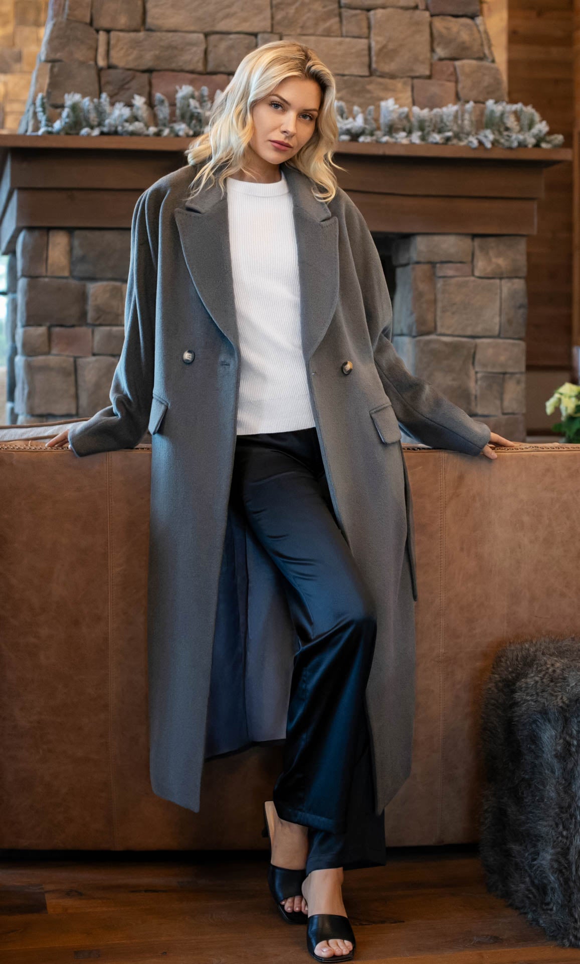 リエルリシェStall set Rever Pea Coat チャコールグレー リエルリシェStall set Rever Pea Coat チャコールグレー リエルリシェ