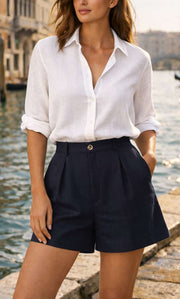 Selena Italian Linen Shorts