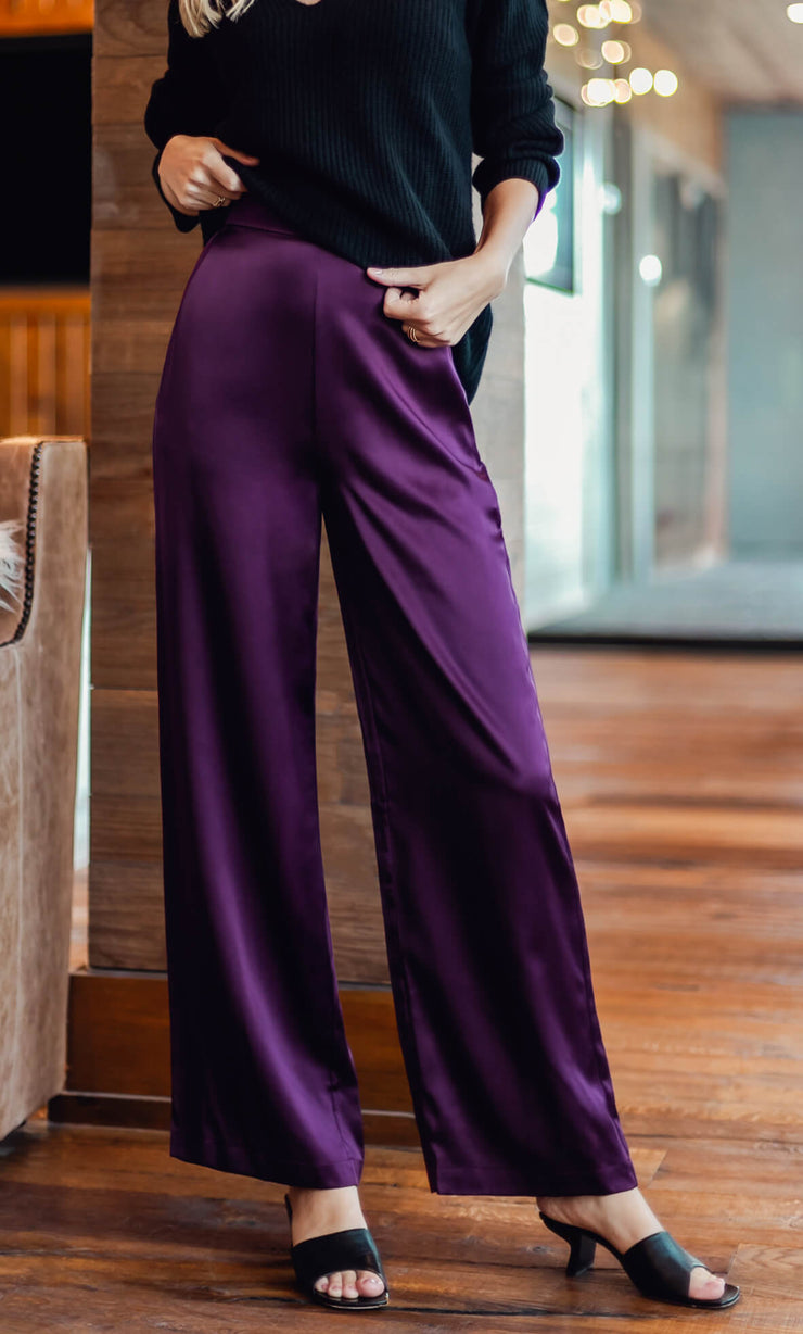 Vicenza Silk Wide-Leg Pants – 100% Silk Pants | Ravella Luxury