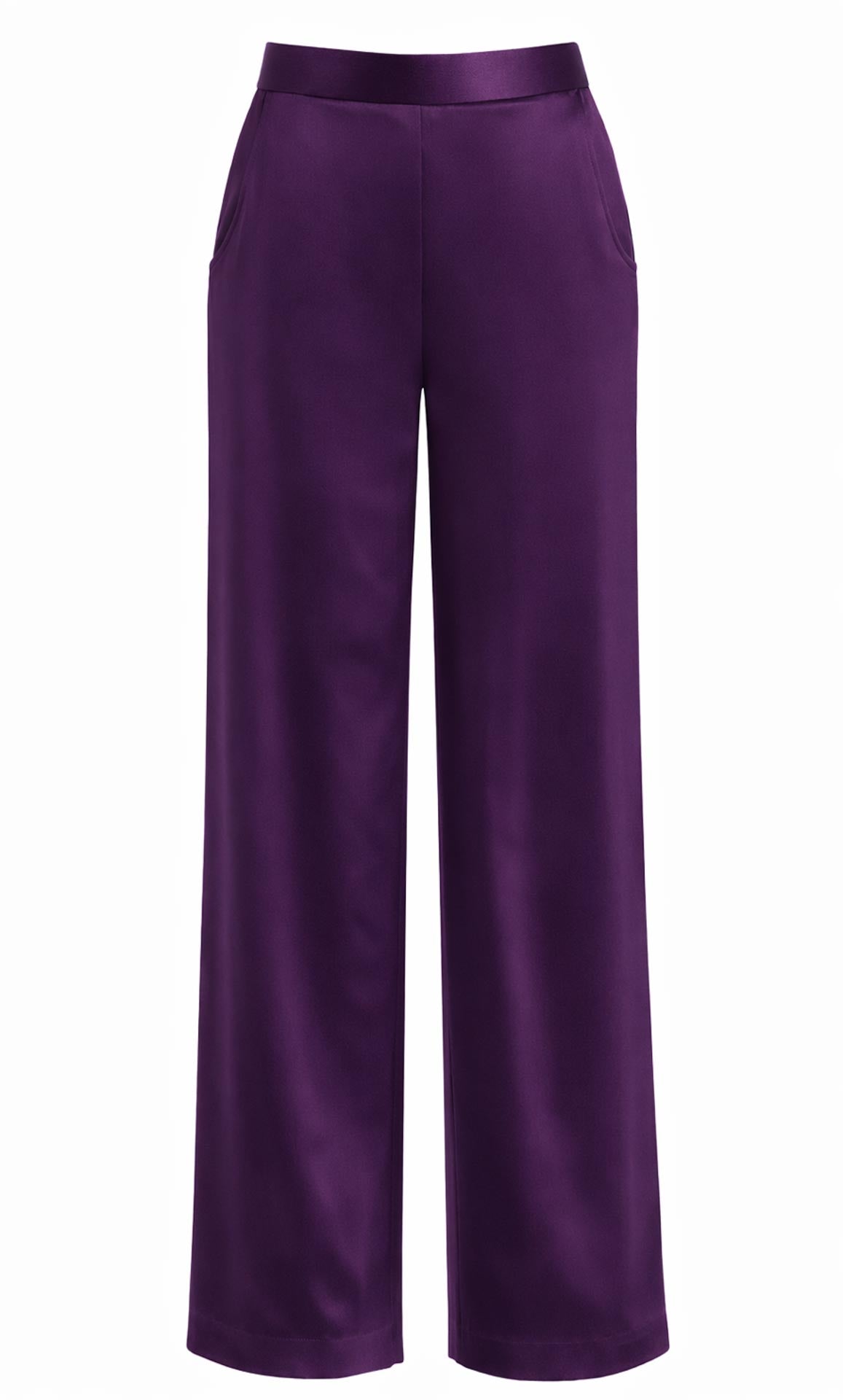 Vicenza Silk Wide-Leg Pants 100% Silk Pants | Ravella Luxury Midnight Navy / S-Petite/4-6 Vicenza Silk Wide-Leg Pants 100% Silk Pants | Ravella Luxury Midnight Navy / S-Petite/4-6