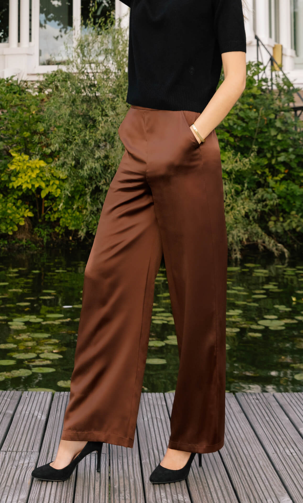 Vicenza Silk Wide-Leg Pants – 100% Silk Pants | Ravella Luxury
