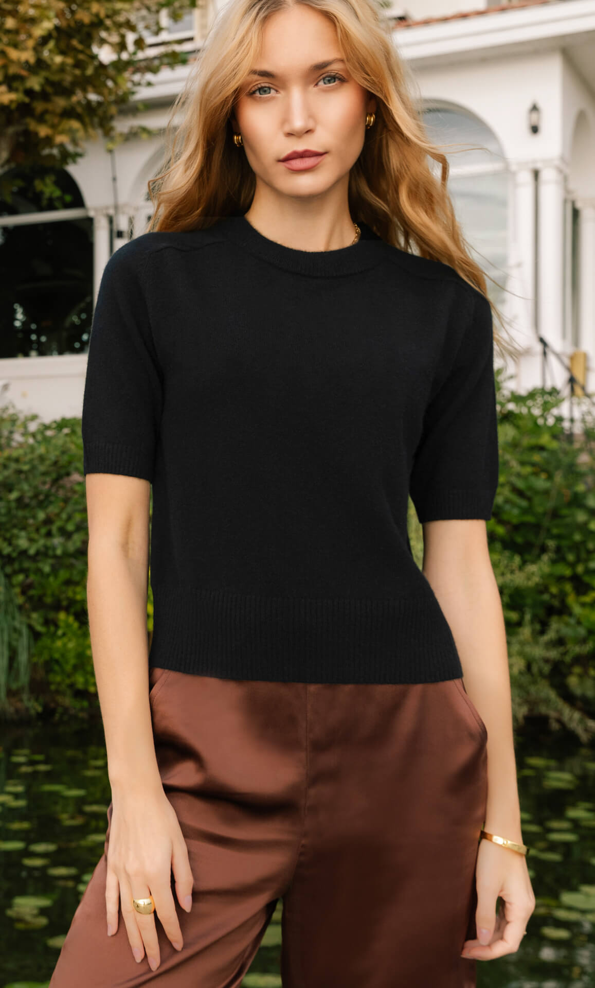 14AW サンローランパリ カシミア100 レザーエルボーパッチ Vネックニット Vittoria Cashmere Sweater Tee - 100% Luxury Cashmere | Ravella